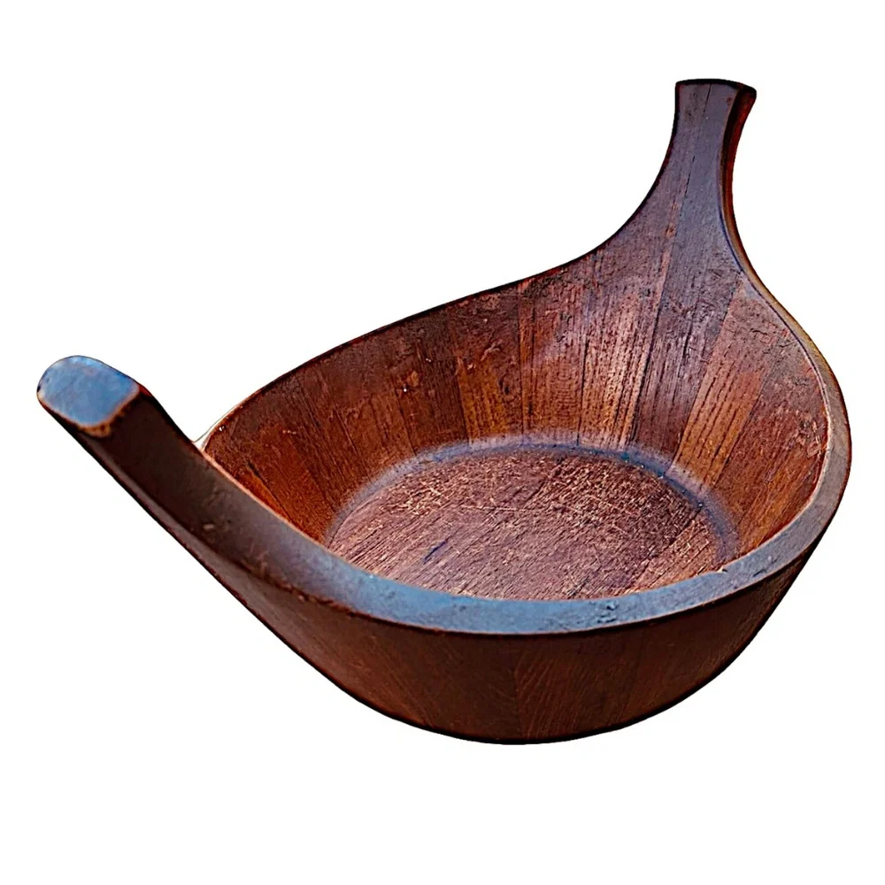 JENS QUISTGAARD Vintage 1950s Staved Teak Viking Bowl for Dansk Denmark